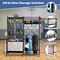 Black Sports Equipment Organizer with 5 Adjustable Storage Shelves and 5 Lockable Whhels
